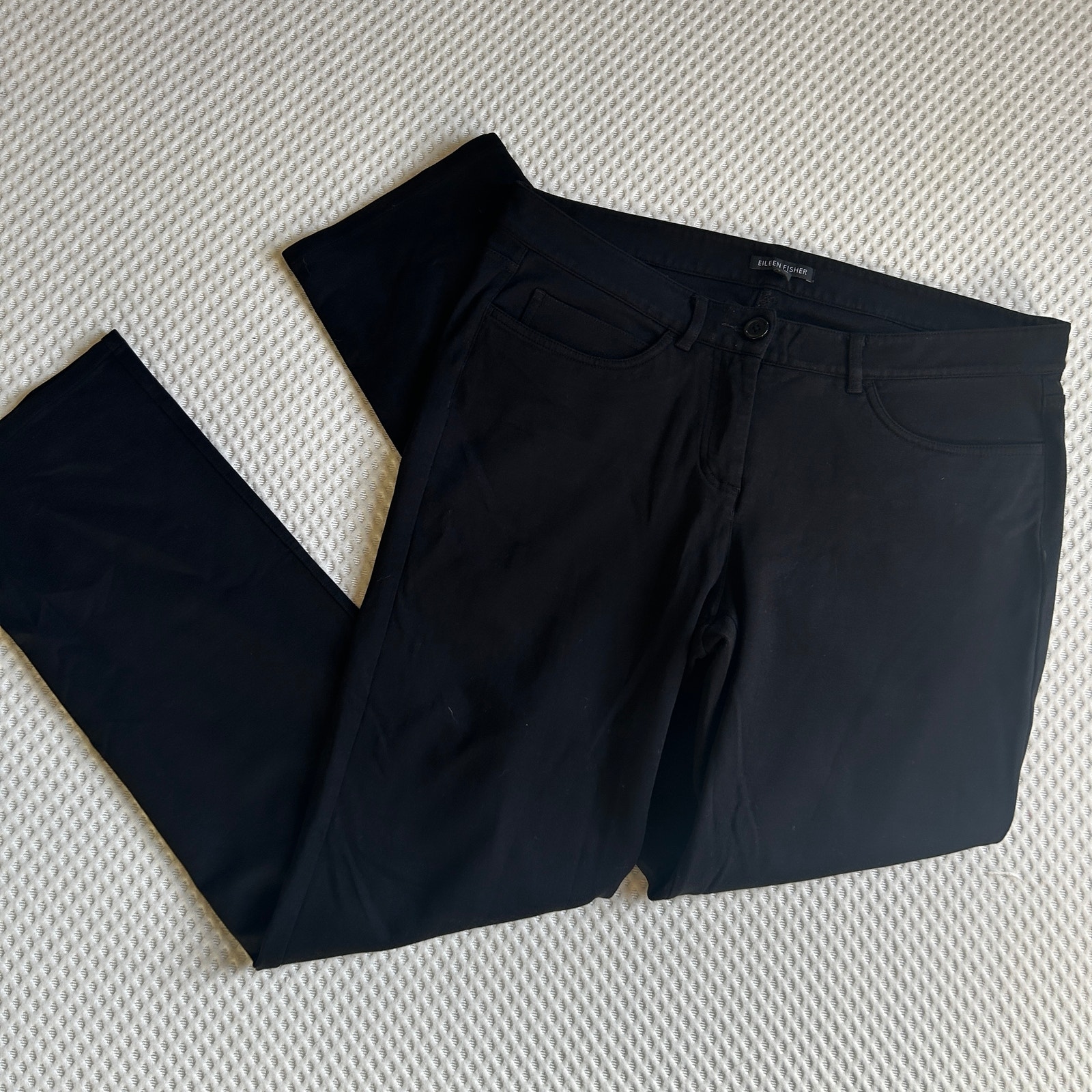 Eileen Fisher Stretch Ponte Pants M Black Trousers Minimalist Capsule Women's